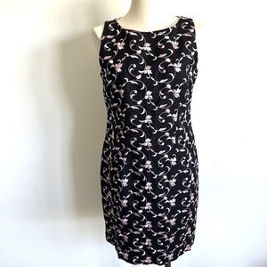 Jessica Howard Women's Sleeveless Sheath Dress Black Pink Embroidered Career 10P